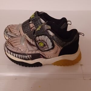 Kids T-REX Dinosaur-Themed Shoes with Black and Green Accents Size 11